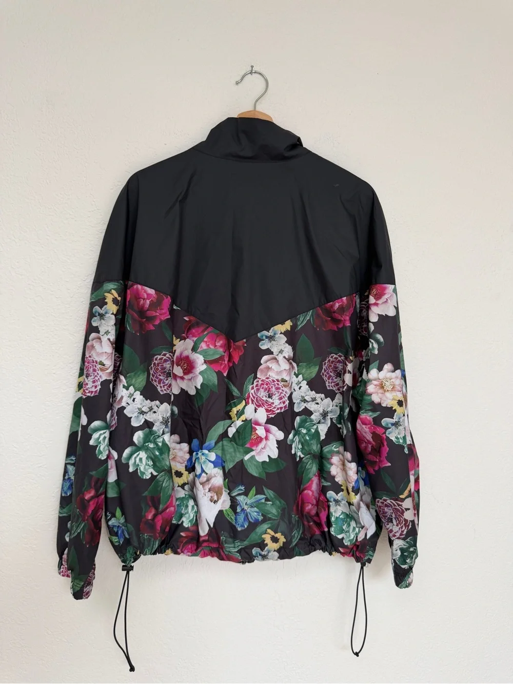 NIKE black floral colorblock zip up windbreaker jacket / size 1X